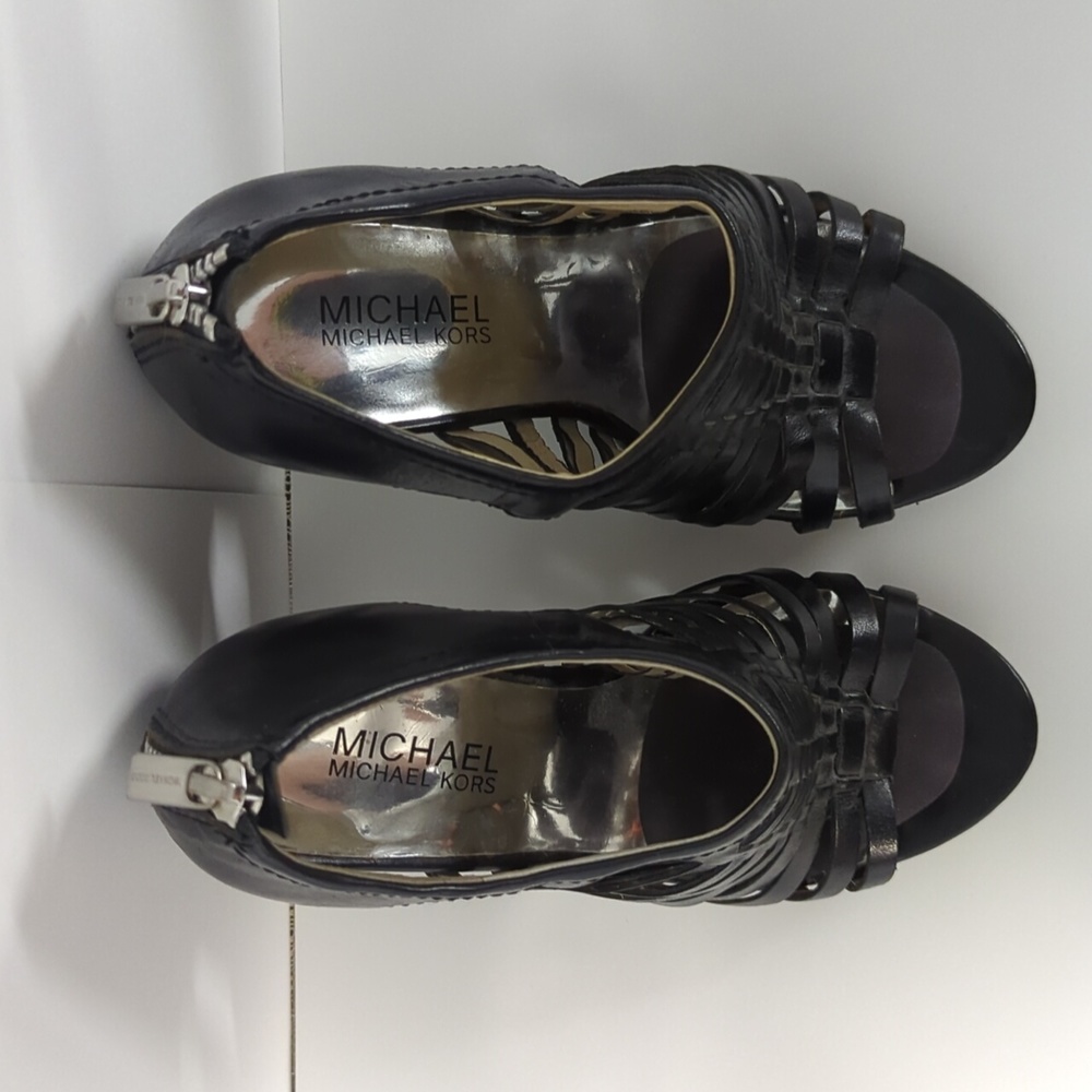 Michael Kors 6B black leather cage heel platform sandals Pembroke - Picture 9 of 11